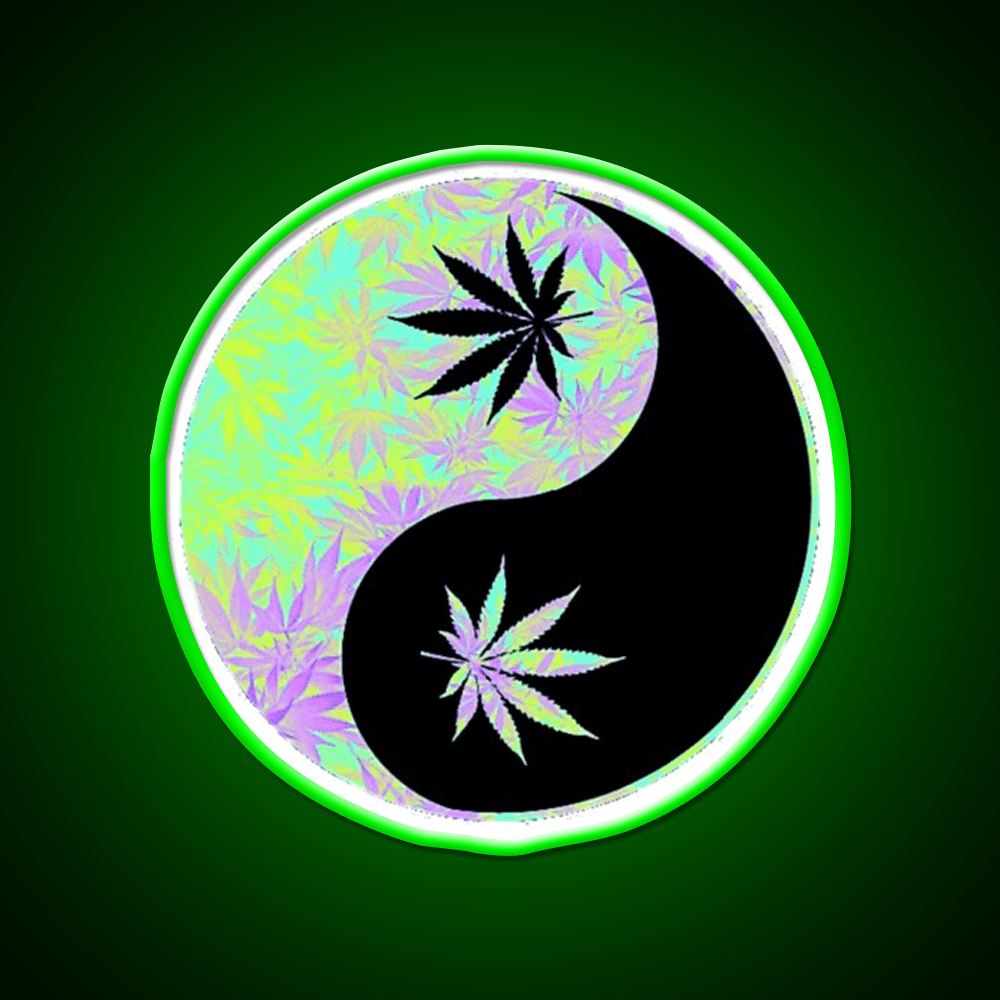Ying Yang Hemp Inspired Green Leaf Led Neon Sign Rgb Color - Shineneon