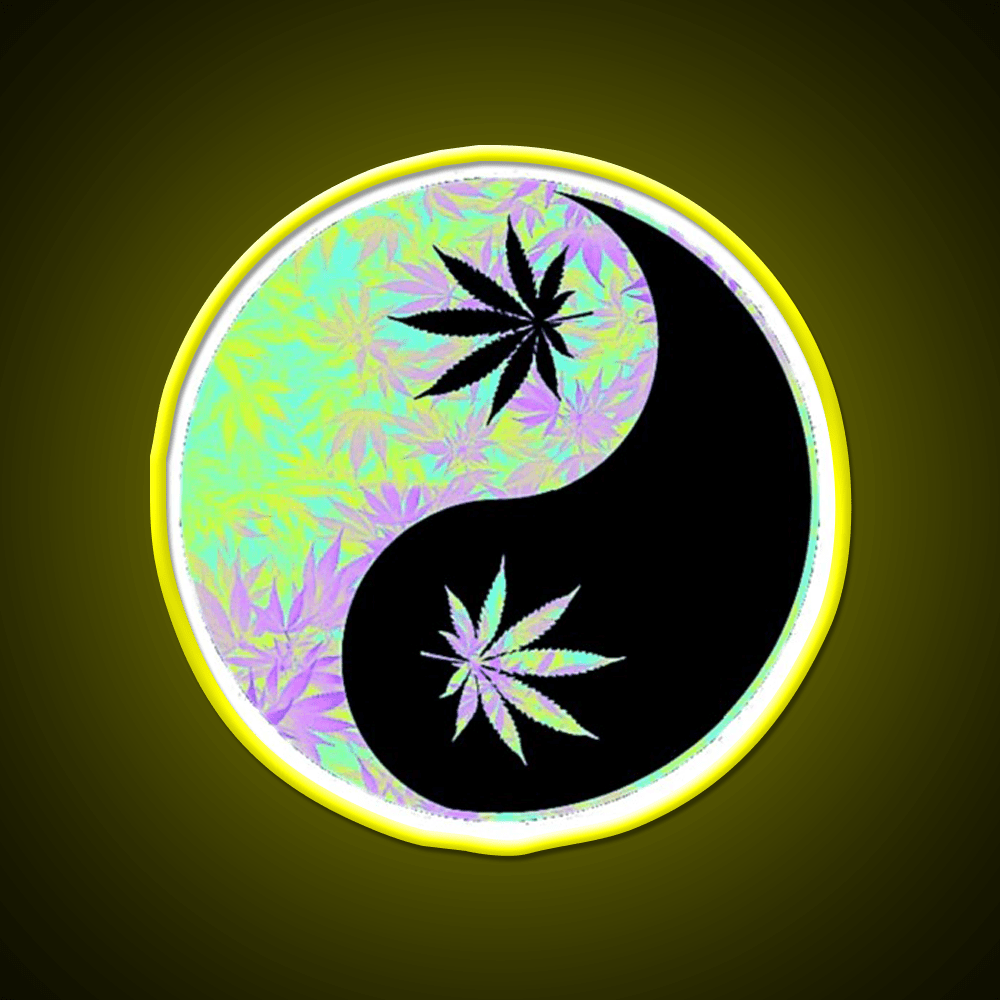 Ying Yang Hemp Inspired Green Leaf Led Neon Sign Rgb Color - Shineneon