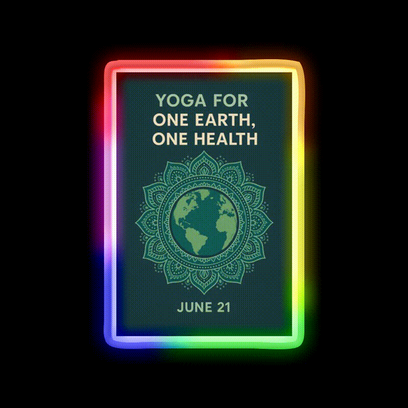 Yoga For One Earth One Health Earth Mandala Yoga Led Neon Sign Rgb Color