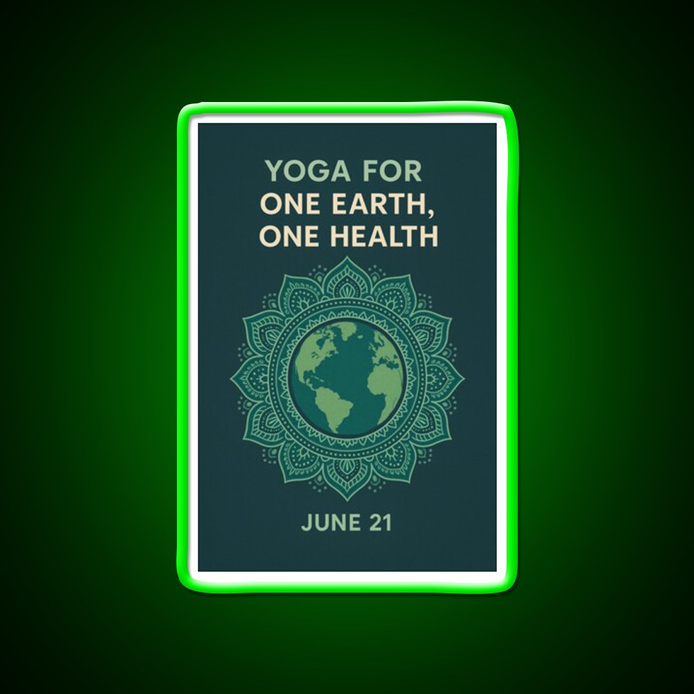 Yoga For One Earth One Health Earth Mandala Yoga Led Neon Sign Rgb Color