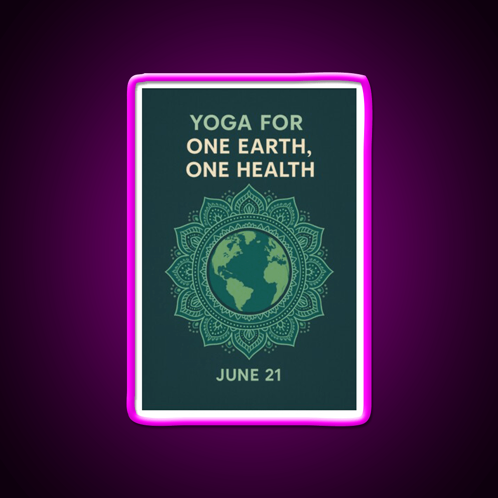 Yoga For One Earth One Health Earth Mandala Yoga Led Neon Sign Rgb Color - Shineneon