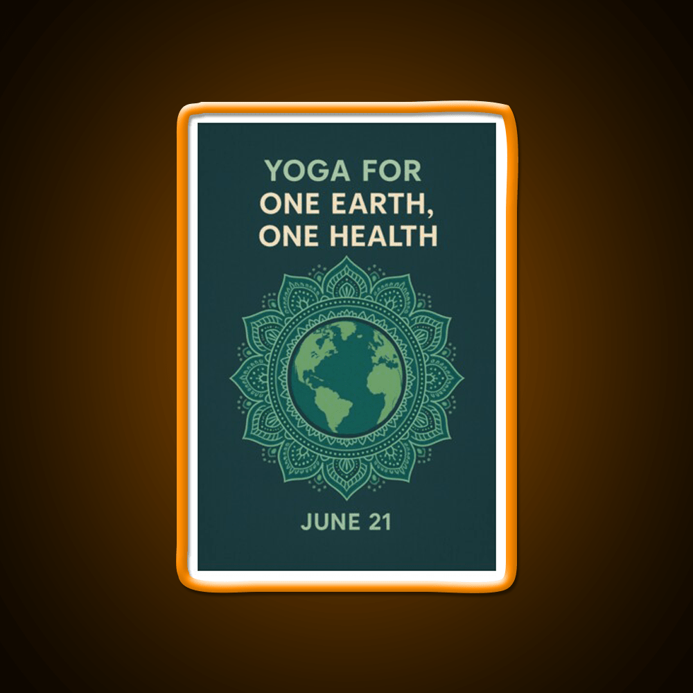 Yoga For One Earth One Health Earth Mandala Yoga Led Neon Sign Rgb Color - Shineneon