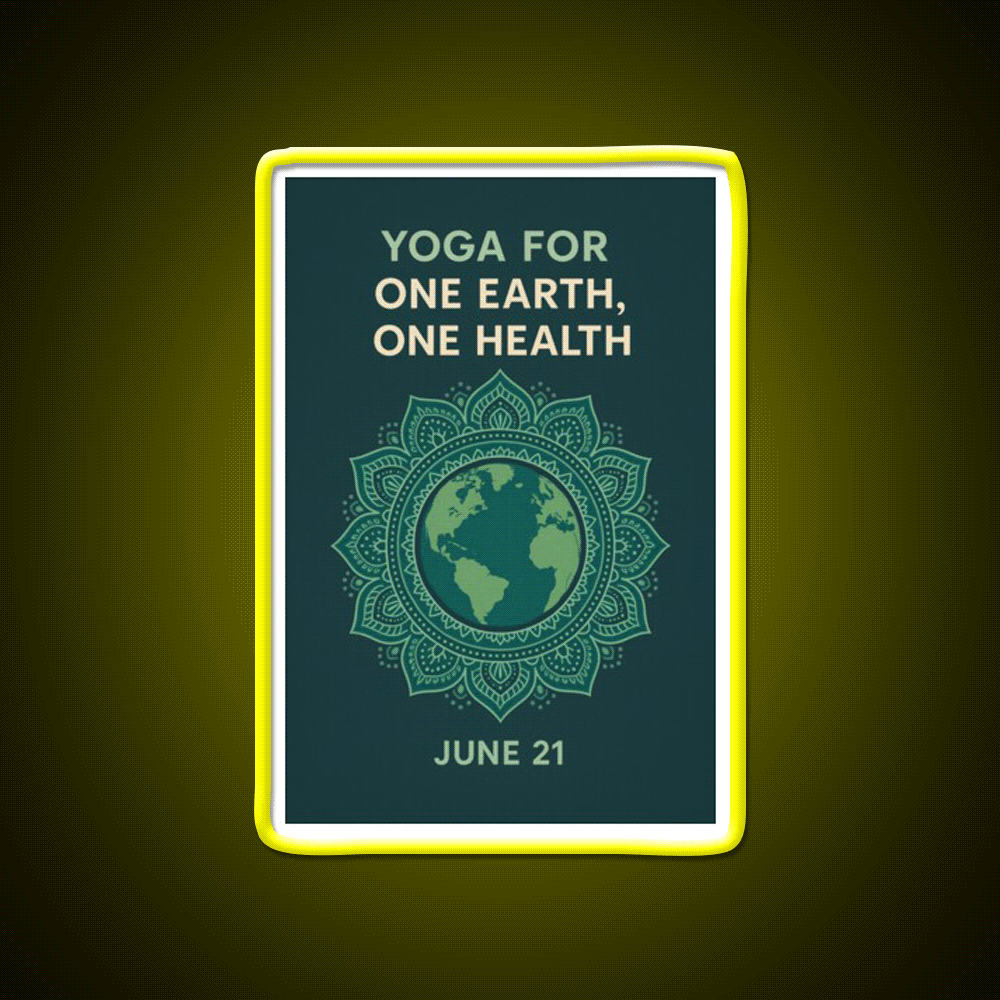 Yoga For One Earth One Health Earth Mandala Yoga Led Neon Sign Rgb Color