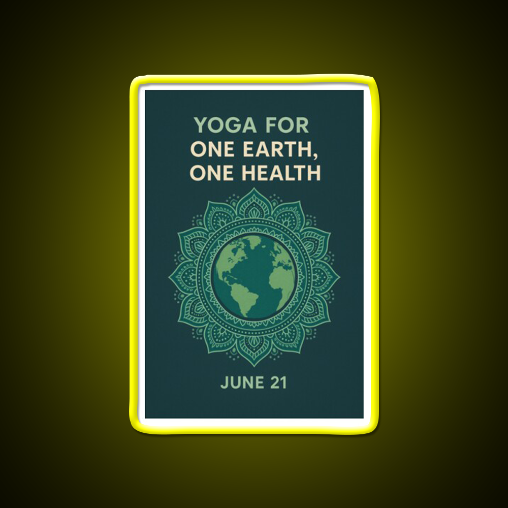 Yoga For One Earth One Health Earth Mandala Yoga Led Neon Sign Rgb Color