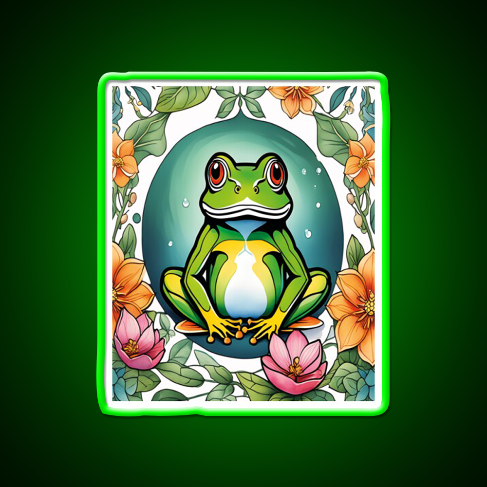 Yoga Frogs Watercolor Funny Frog Doing Yoga Led Neon Sign Rgb Color
