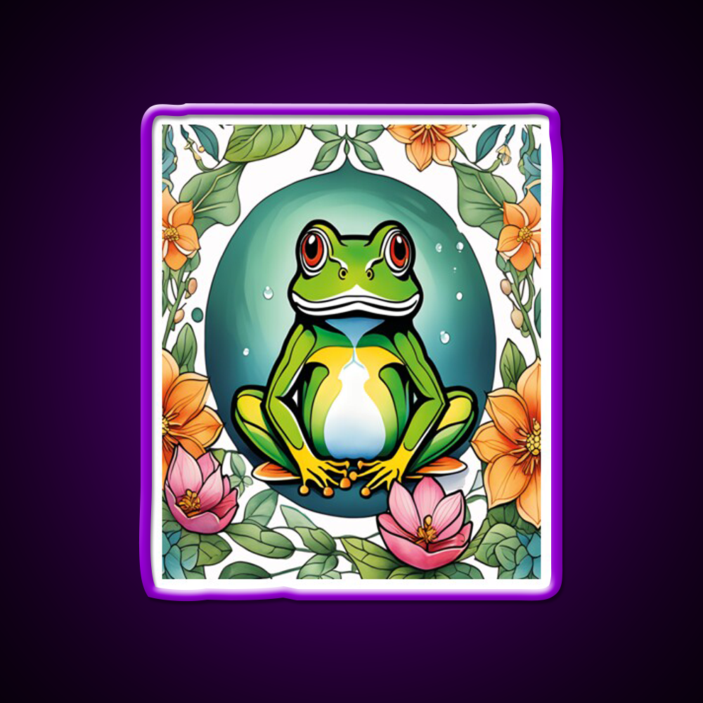 Yoga Frogs Watercolor Funny Frog Doing Yoga Led Neon Sign Rgb Color