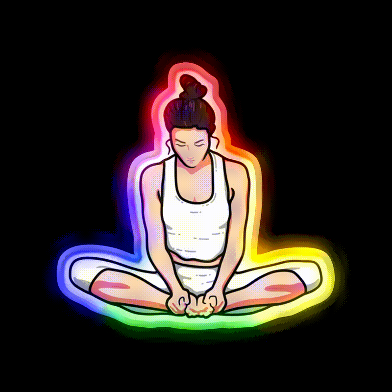 Yoga Girl Butterfly Pose Yoga Led Neon Sign For Wellness Space Rgb Color