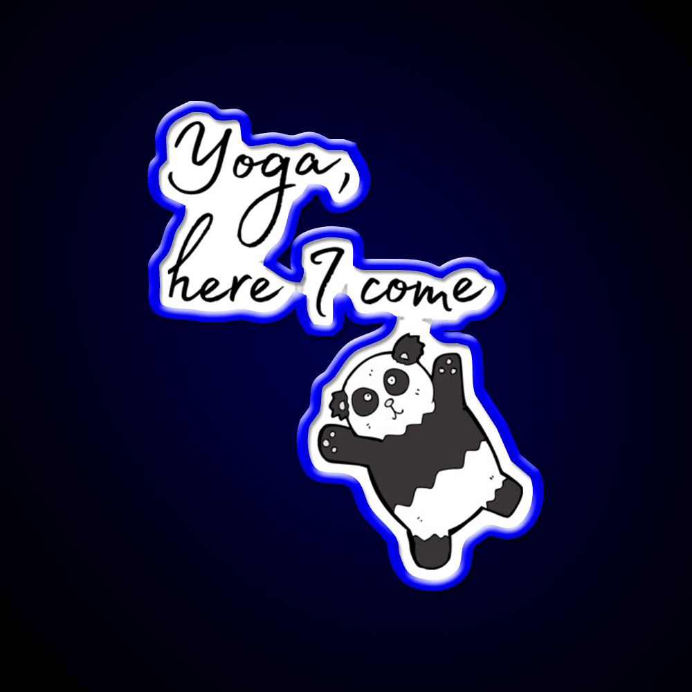 Yoga Here I Come Lazy Panda Yoga Led Neon Sign For Wellness Space Rgb Color - Shineneon