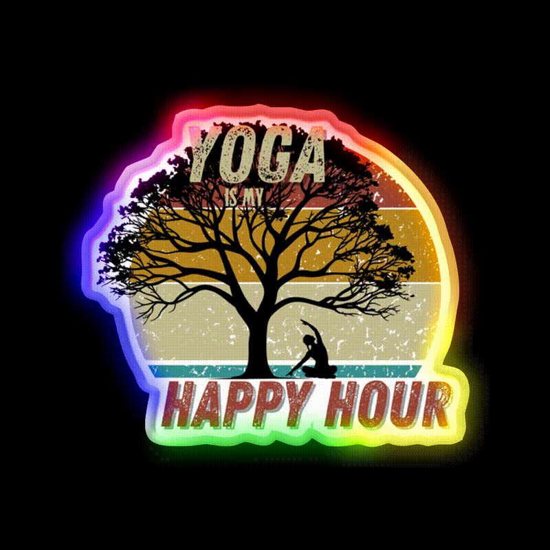 Yoga Is My Happy Hour Yoga Led Neon Sign For Wellness Space Rgb Color