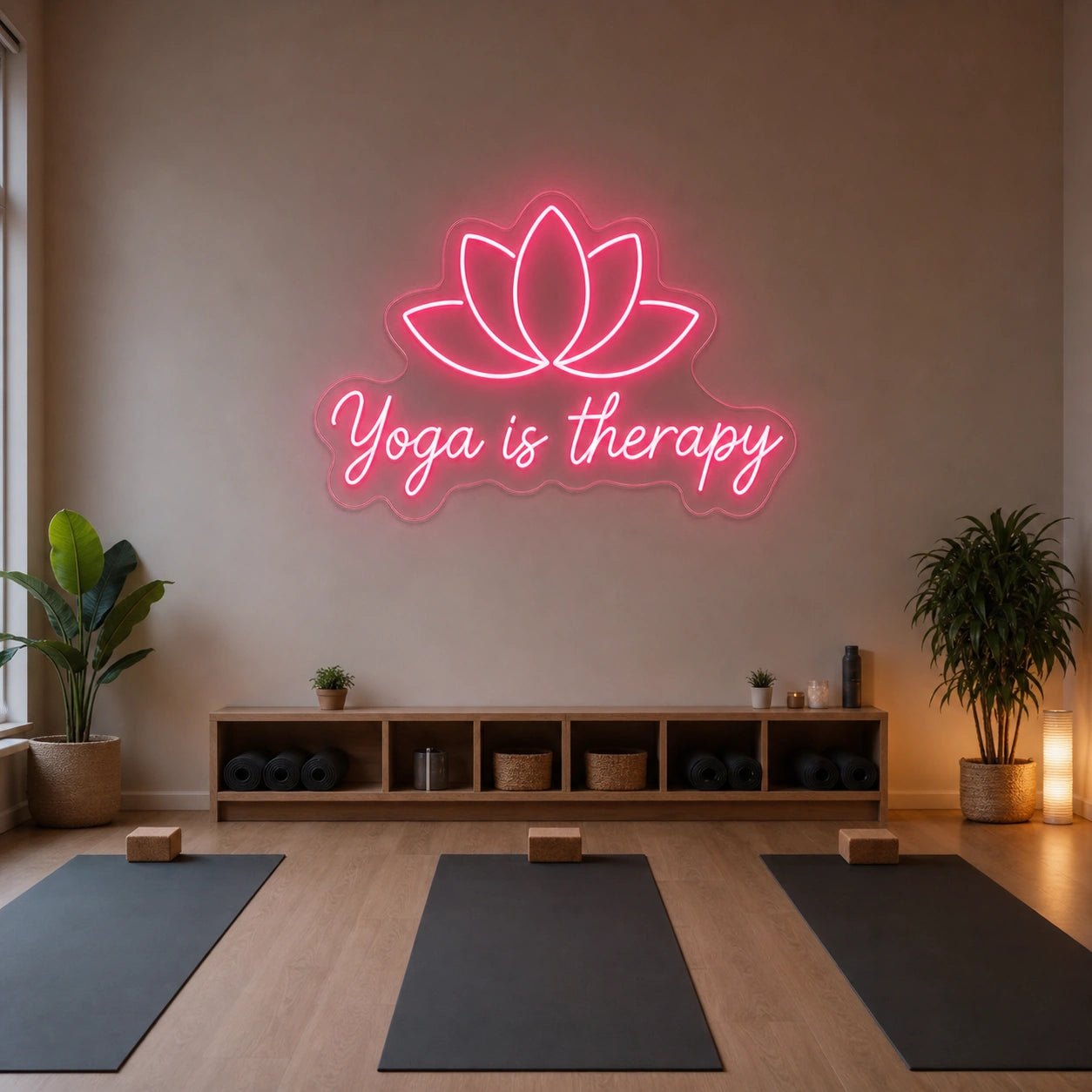 Yoga Is Therapy LED Neon Sign Garage Man Cave Neon Sign size image