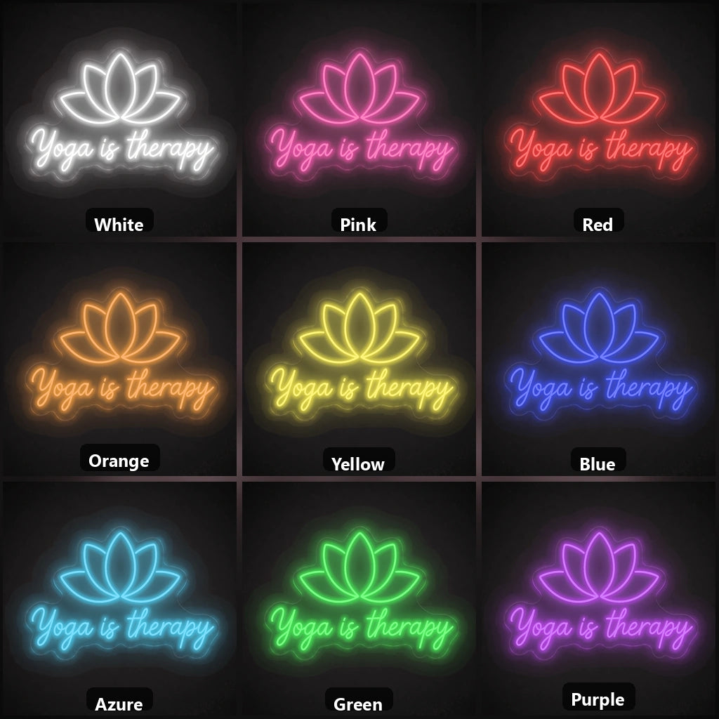 Yoga Is Therapy LED Neon Sign Garage Man Cave Neon Sign color grid