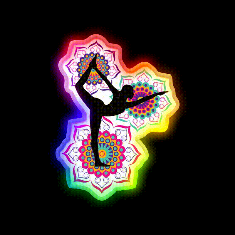 Yoga Mandala Design Yoga Pose Yoga Led Neon Sign Rgb Color