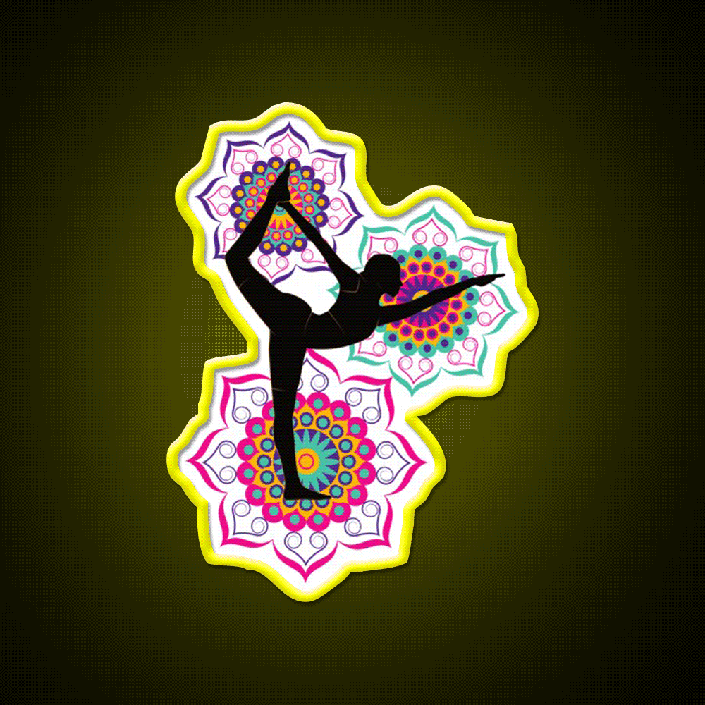 Yoga Mandala Design Yoga Pose Yoga Led Neon Sign Rgb Color