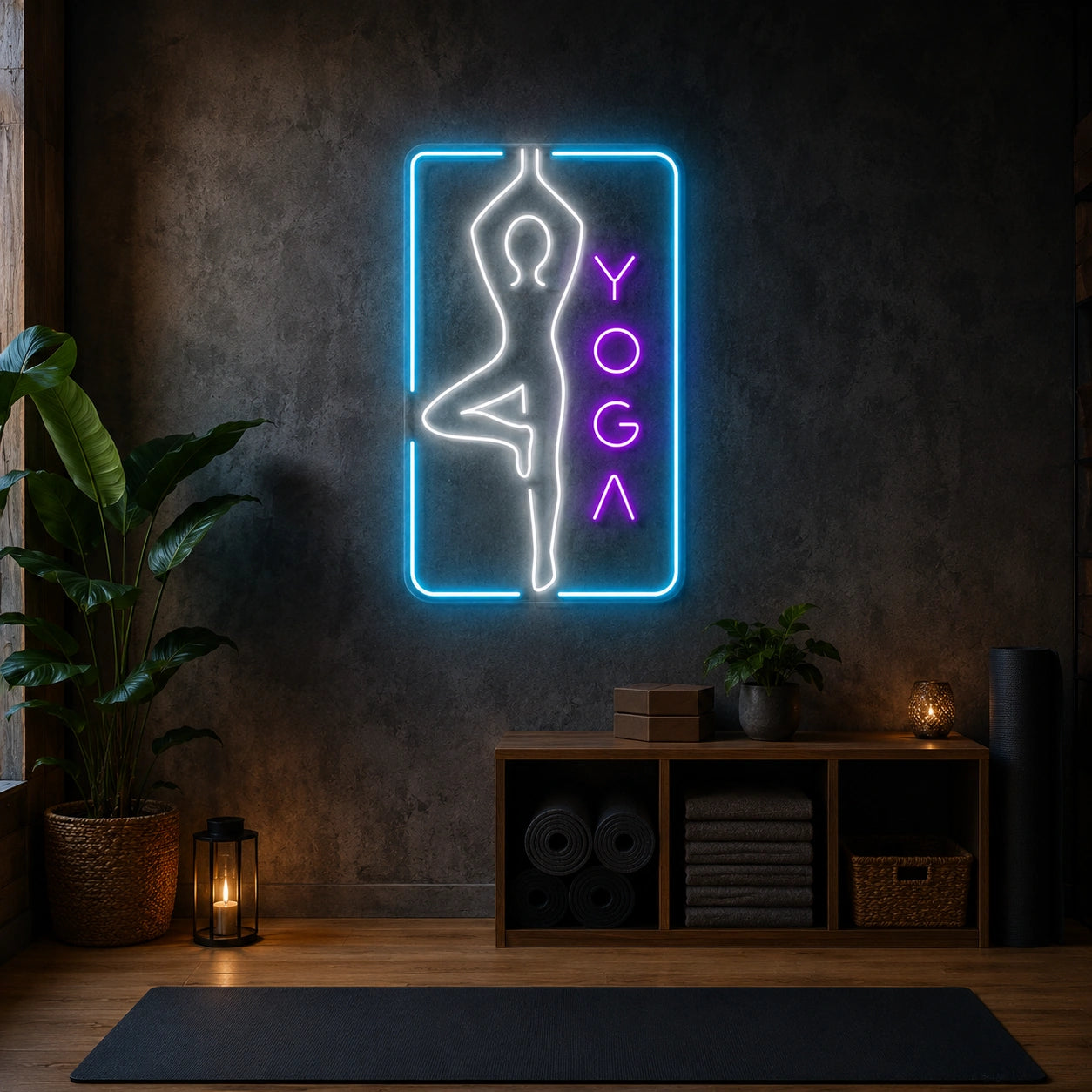 Yoga Pose LED Neon Sign - 03 Real Lifestyle Scene