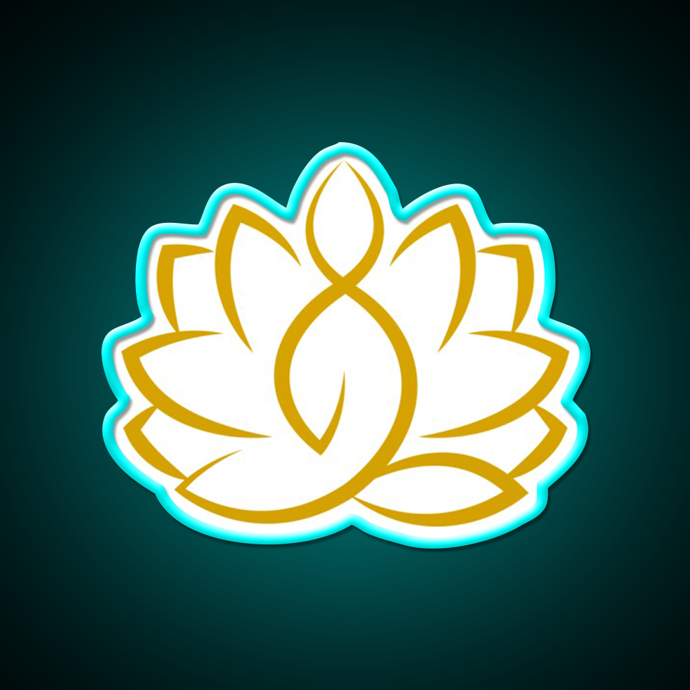 Yoga Pose With Lotus Flower Yoga Led Neon Sign For Wellness Space Rgb Color