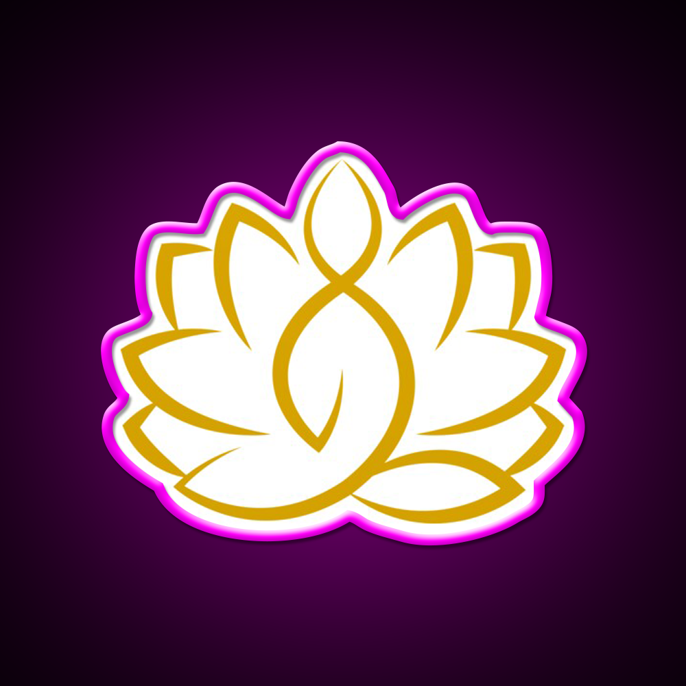 Yoga Pose With Lotus Flower Yoga Led Neon Sign For Wellness Space Rgb Color