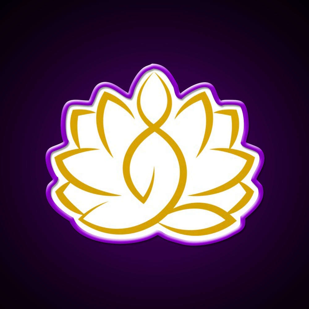 Yoga Pose With Lotus Flower Yoga Led Neon Sign For Wellness Space Rgb Color