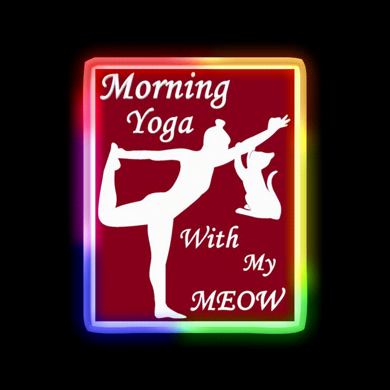 Yoga With My Meow Yoga Led Neon Sign For Wellness Space Rgb Color