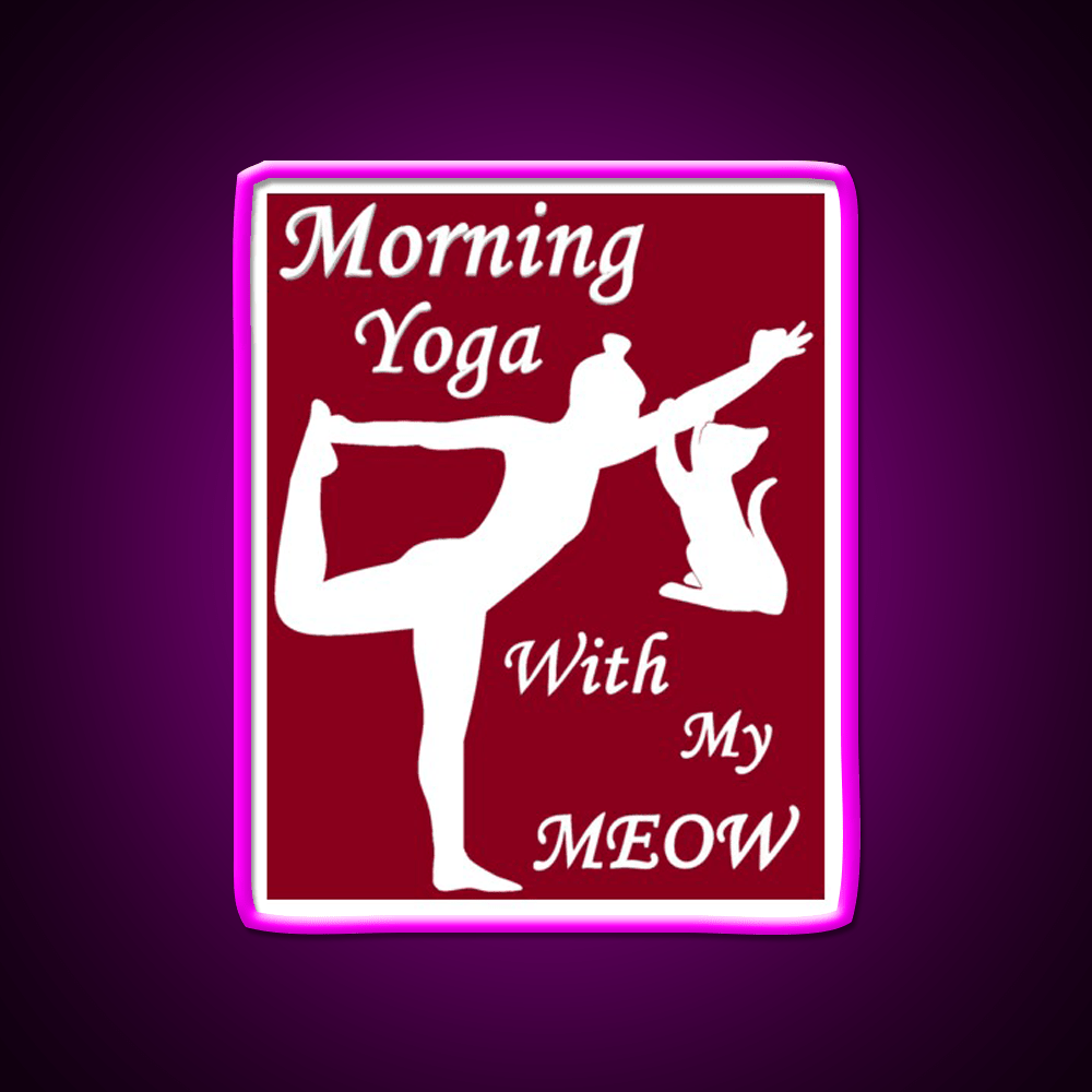 Yoga With My Meow Yoga Led Neon Sign For Wellness Space Rgb Color - Shineneon