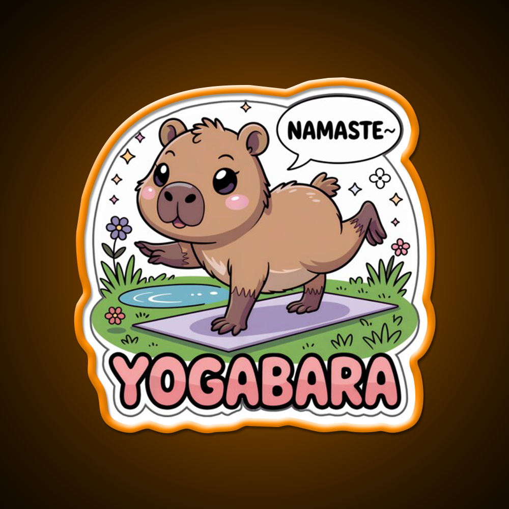 Yogabara Chibi Capybara Yoga Pose Yoga Led Neon Sign For Wellness Space Rgb Color