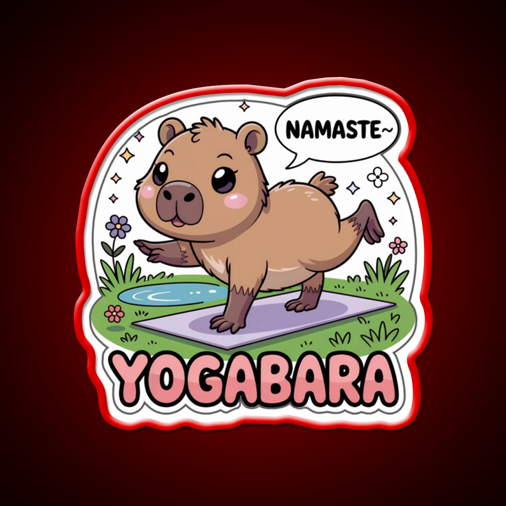 Yogabara Chibi Capybara Yoga Pose Yoga Led Neon Sign For Wellness Space Rgb Color