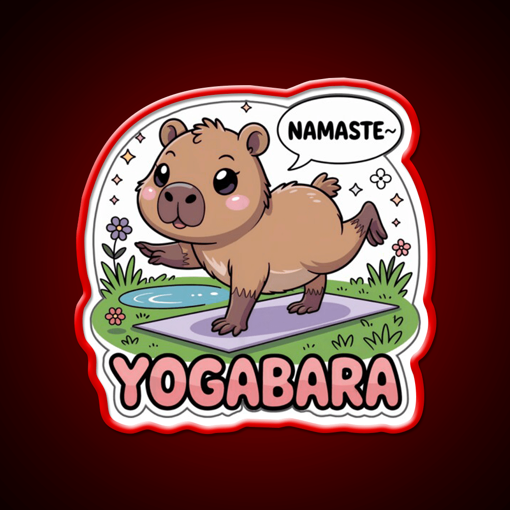Yogabara Chibi Capybara Yoga Pose Yoga Led Neon Sign For Wellness Space Rgb Color - Shineneon