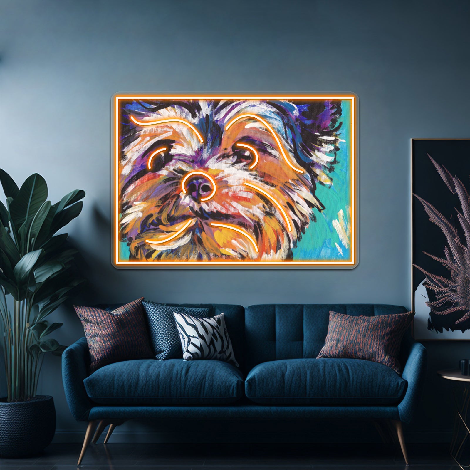 Yorkie Yorkshire Terrier Bright Colorful Pop Dog Artwork Led Neon Signs | Shineneon
