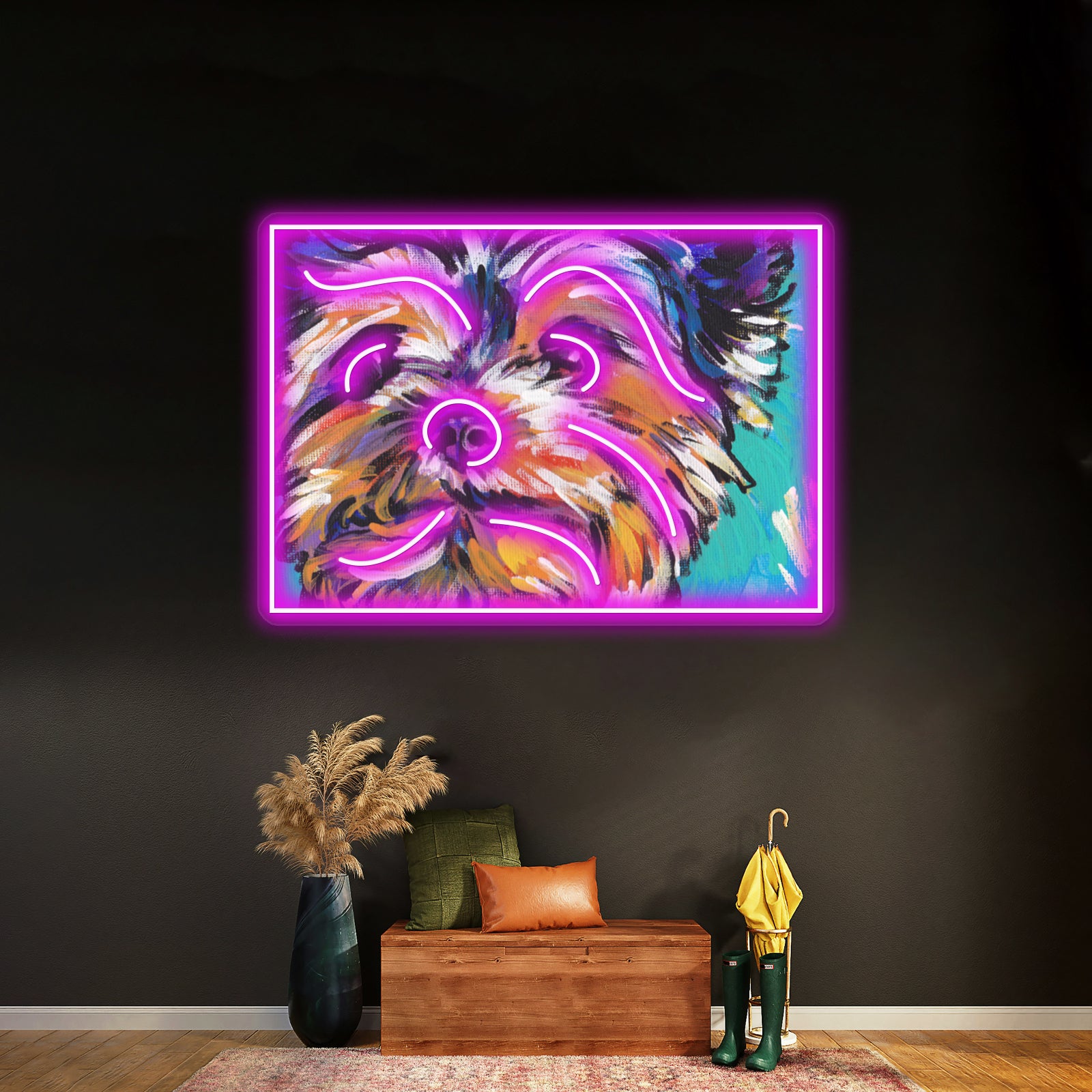 Yorkie Yorkshire Terrier Bright Colorful Pop Dog Artwork Led Neon Signs | Shineneon