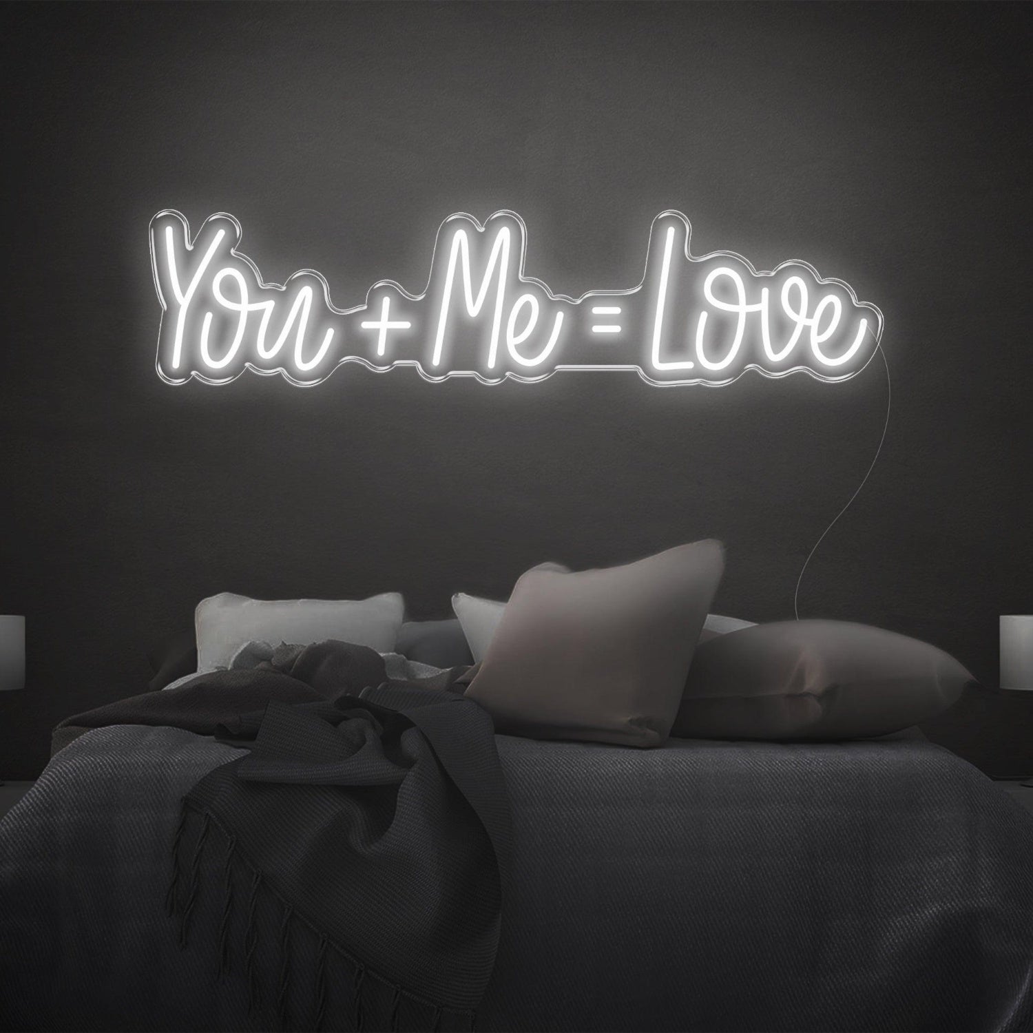 You And Me Equal Love Pink Led Neon Sign For Bedroom Decor | Shineneon
