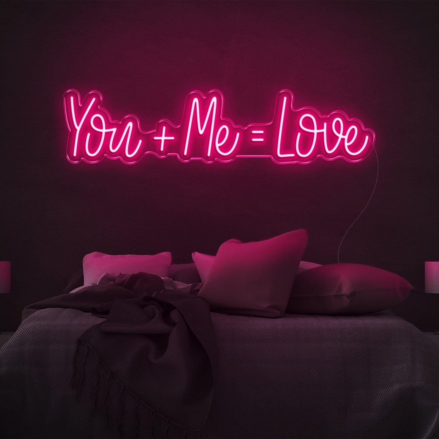 You And Me Equal Love Pink Led Neon Sign For Bedroom Decor | Shineneon