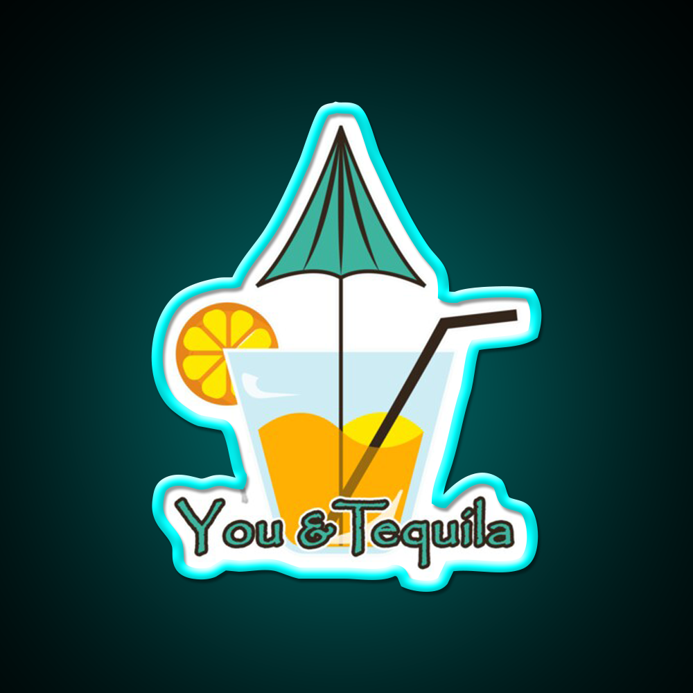 You And Tequila Cocktail Bar Decor Led Neon Sign Rgb Color - Size and dimension reference