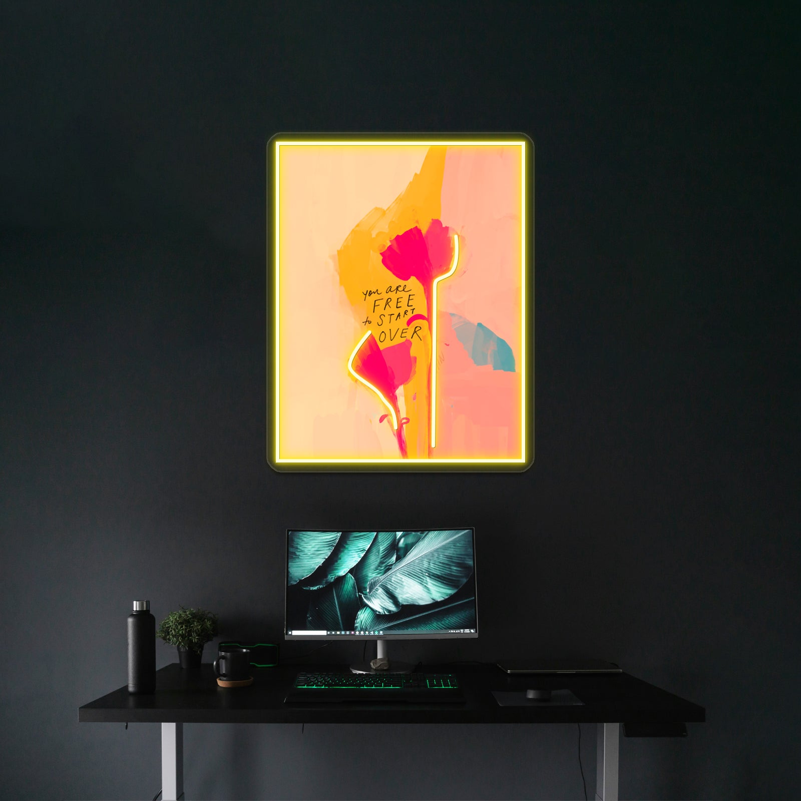 You Are Free To Start Over Floral Art Home Wall Artwork Neon Signs | Shineneon
