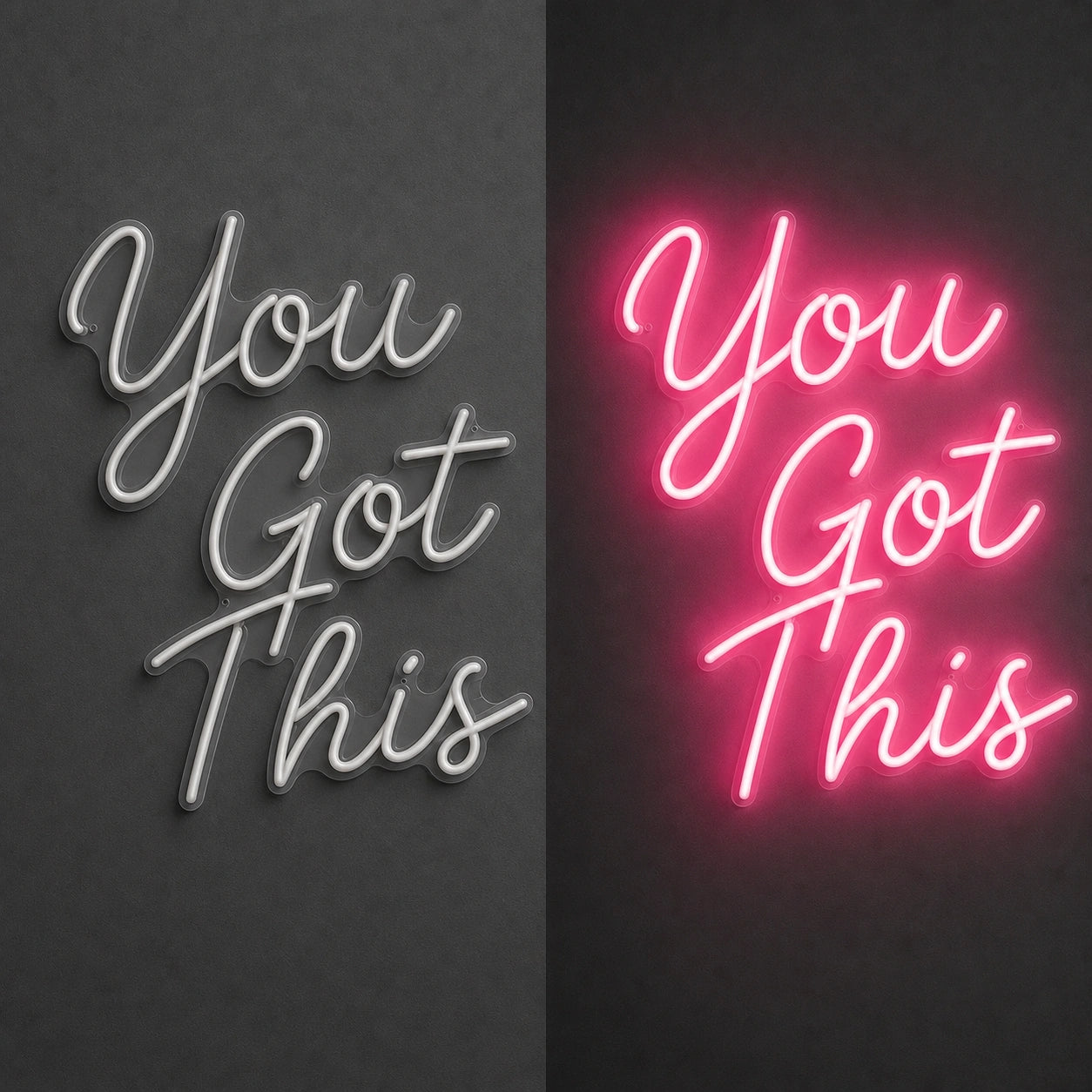 You Got This LED Neon Sign Garage Man Cave Neon Sign day and night comparison
