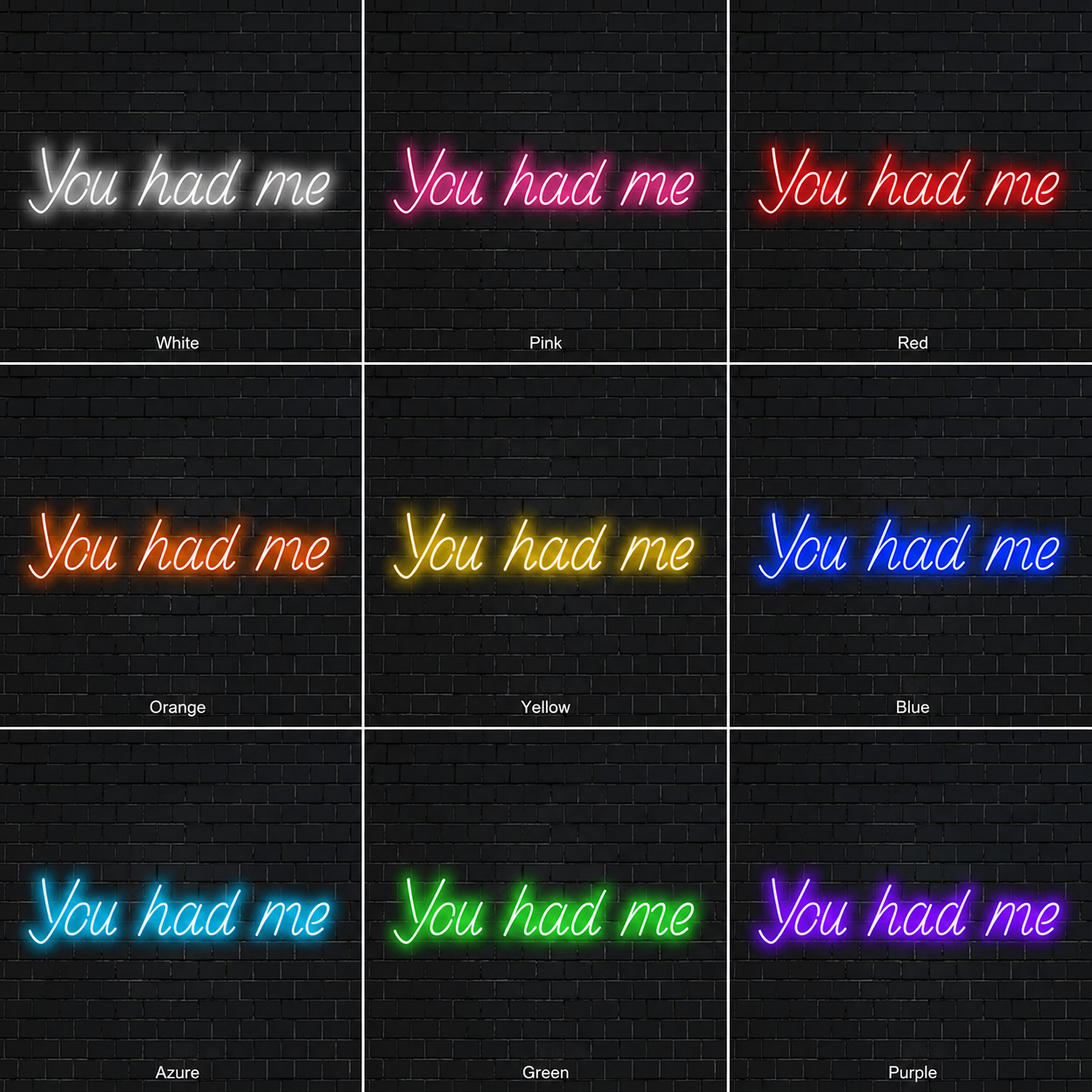 You Had Me LED Neon Sign - 05 Color Grid
