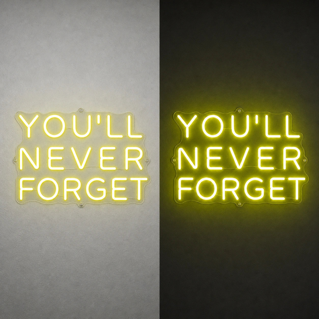 You Ll Never Forget LED Neon Sign day and night comparison