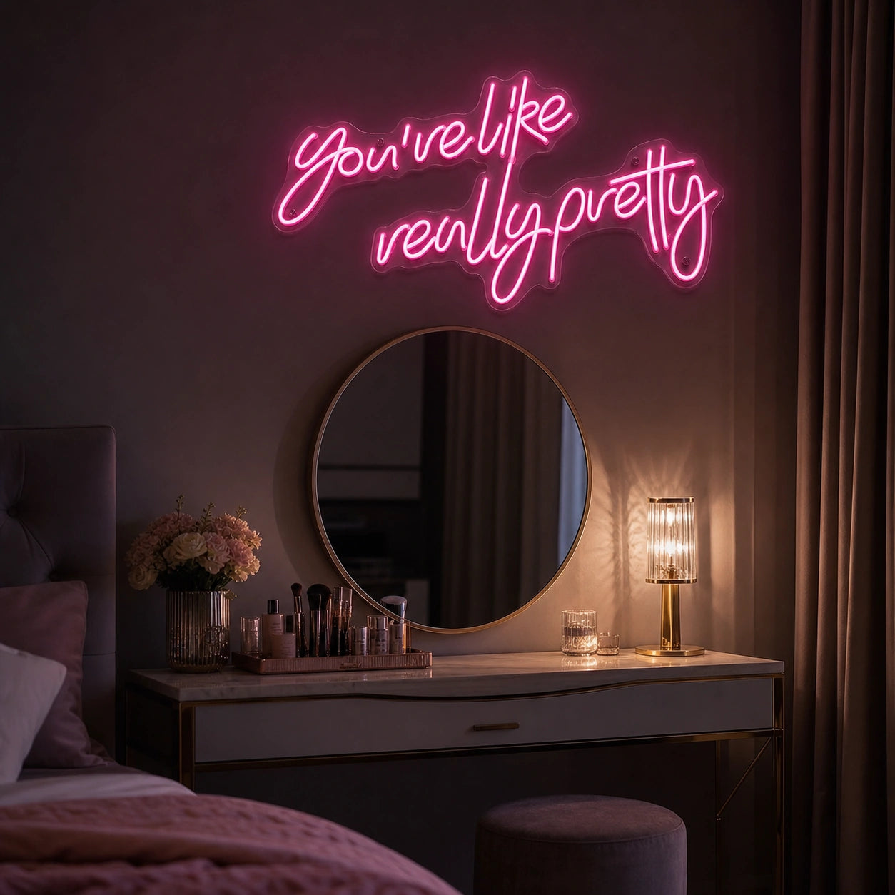 You Re Like Really Pretty Room Decor LED Neon Sign real lifestyle scene
