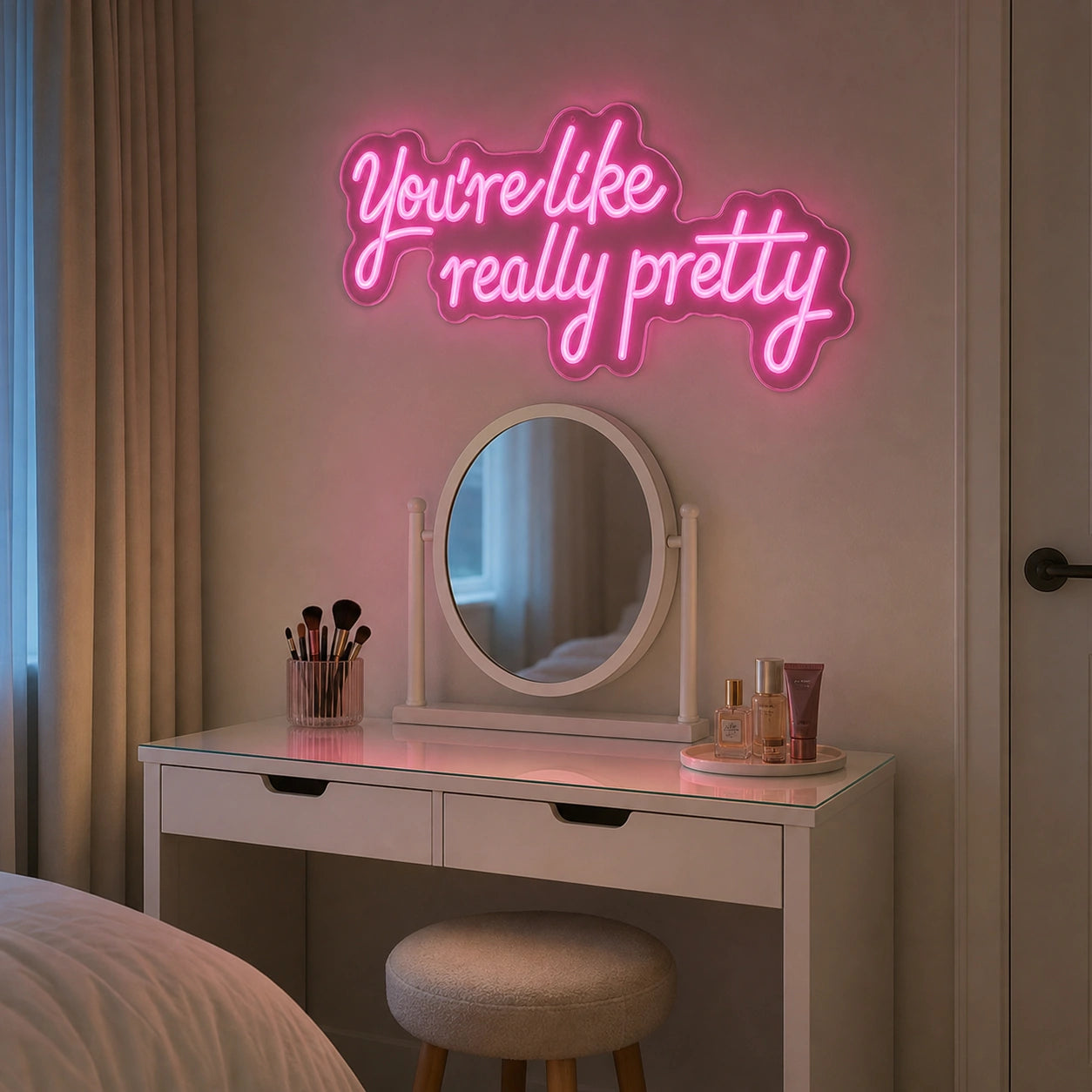 You Re Like Really Pretty Wall Decor LED Neon Sign real lifestyle scene