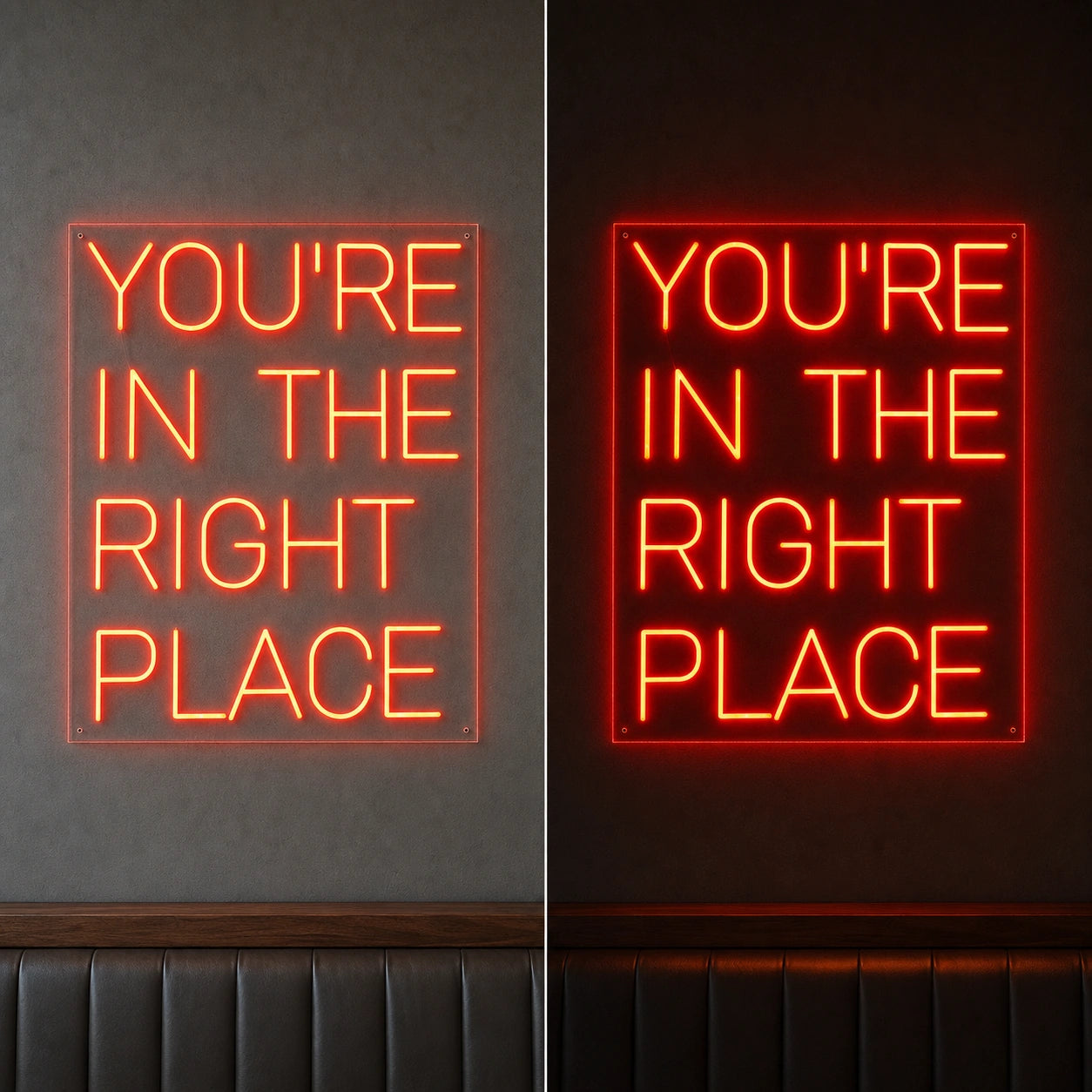You Re Room Decor LED Neon Sign day and night comparison