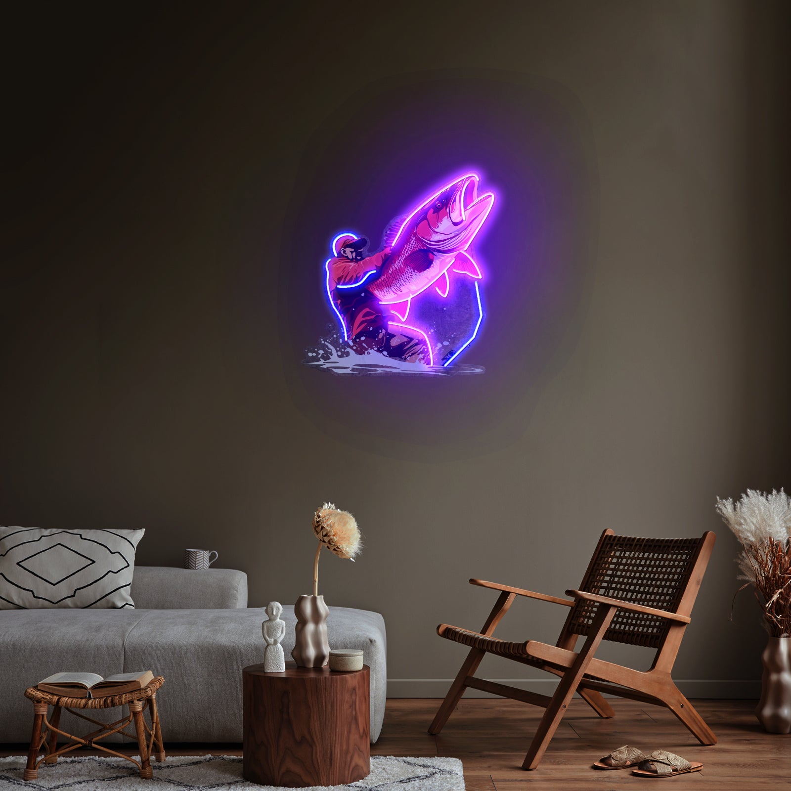 Young Man Fishing Led Neon Sign Light Custom Led Signs