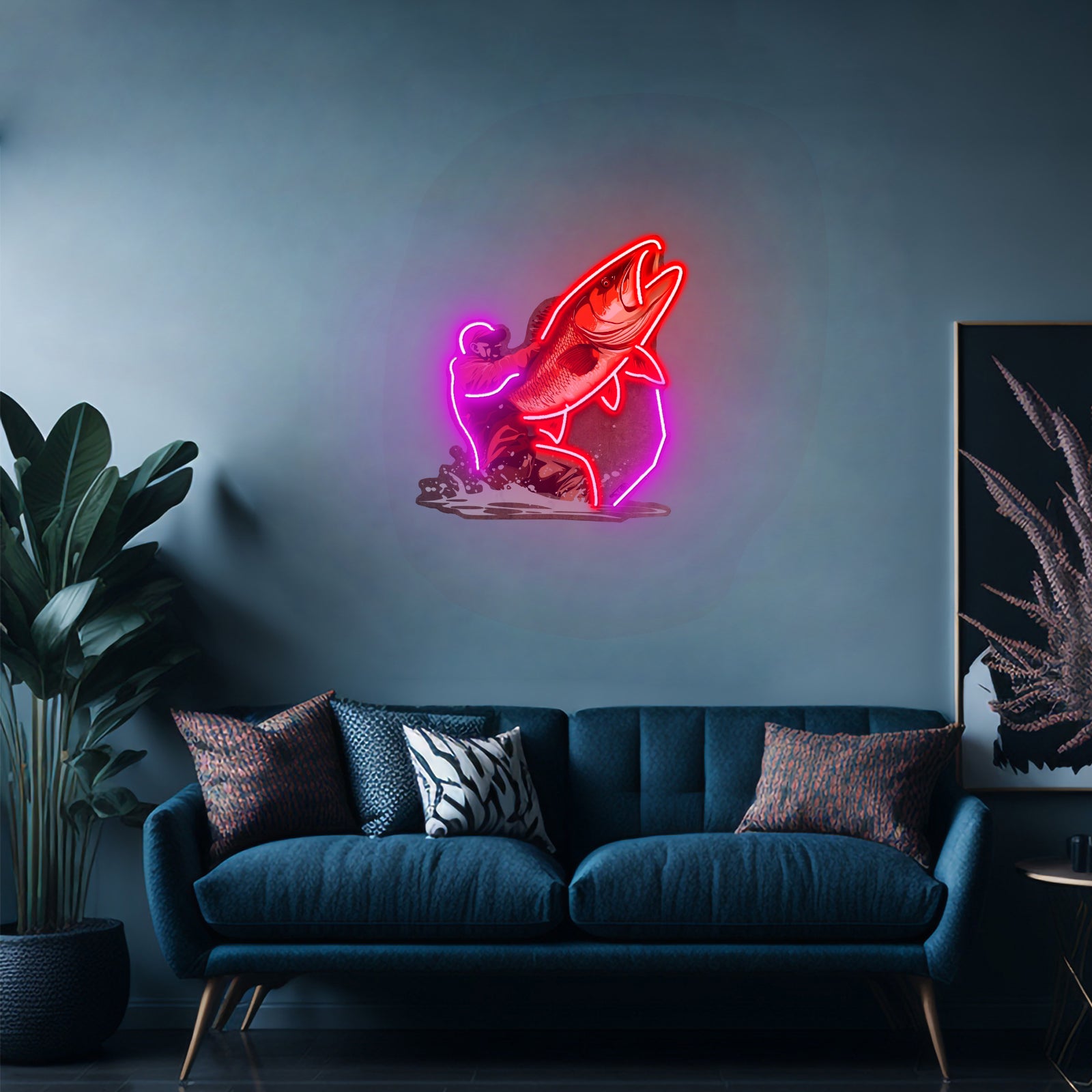 Young Man Fishing Led Neon Sign Light Custom Led Signs