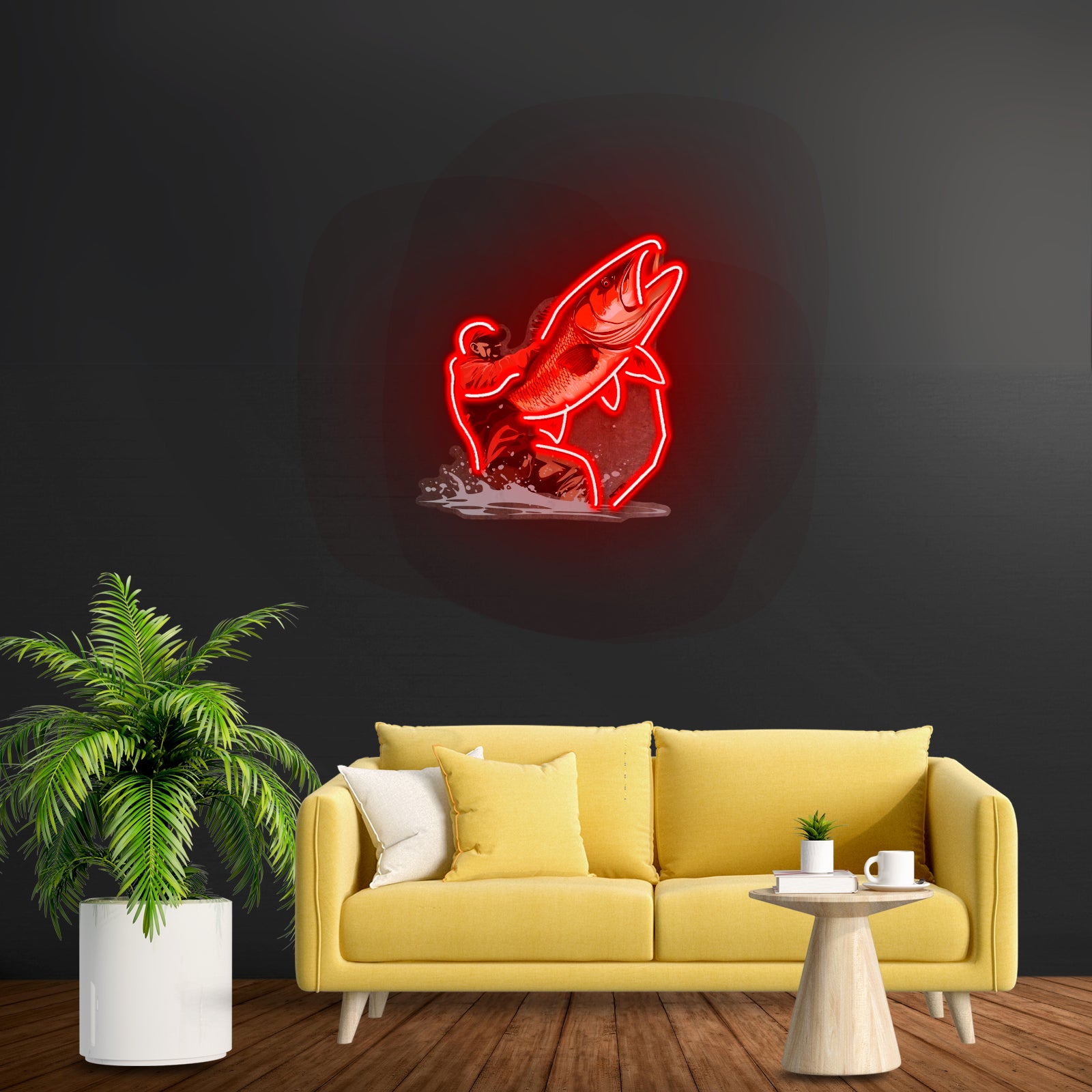 Young Man Fishing Led Neon Sign Light Custom Led Signs