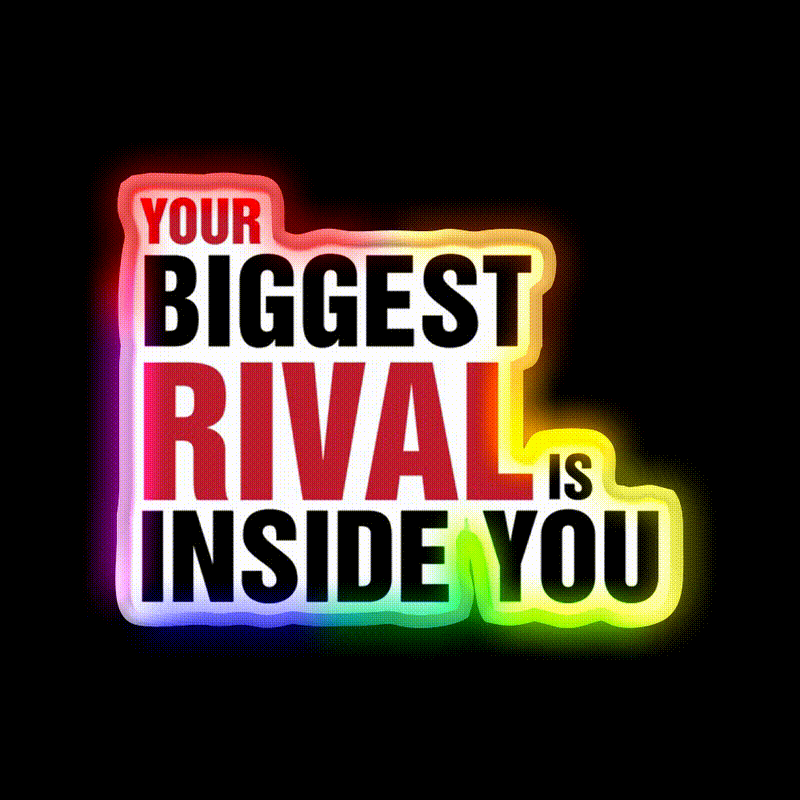 Your Biggest Rival Is Inside You Gym Fitness Led Neon Sign Rgb Color