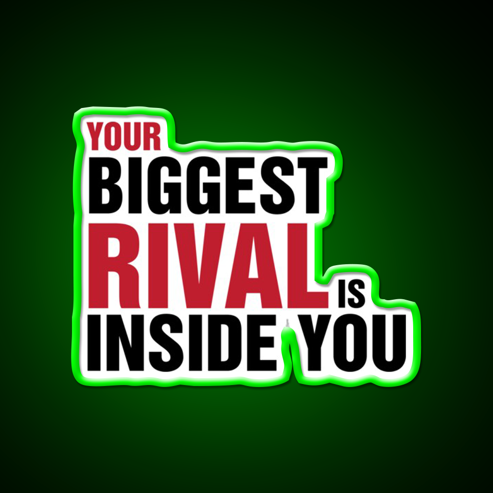 Your Biggest Rival Is Inside You Gym Fitness Led Neon Sign Rgb Color