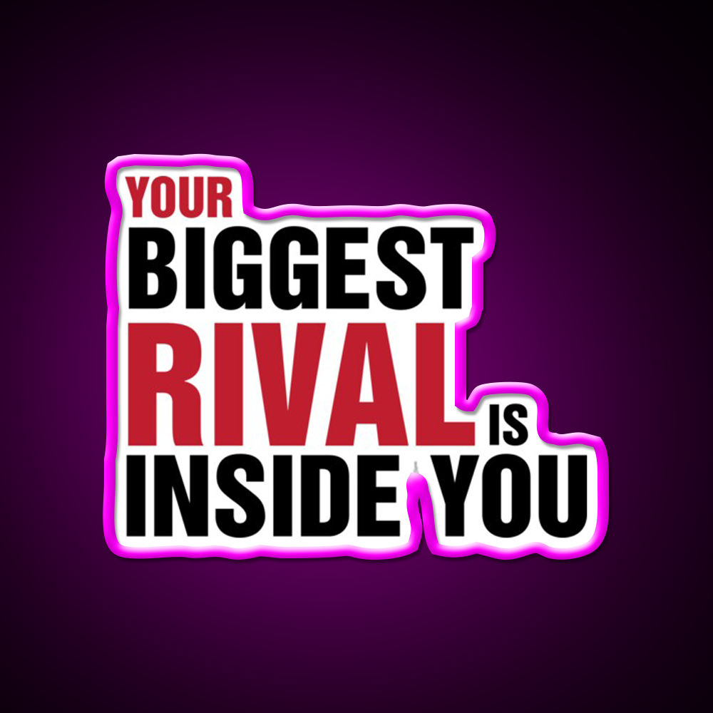 Your Biggest Rival Is Inside You Gym Fitness Led Neon Sign Rgb Color