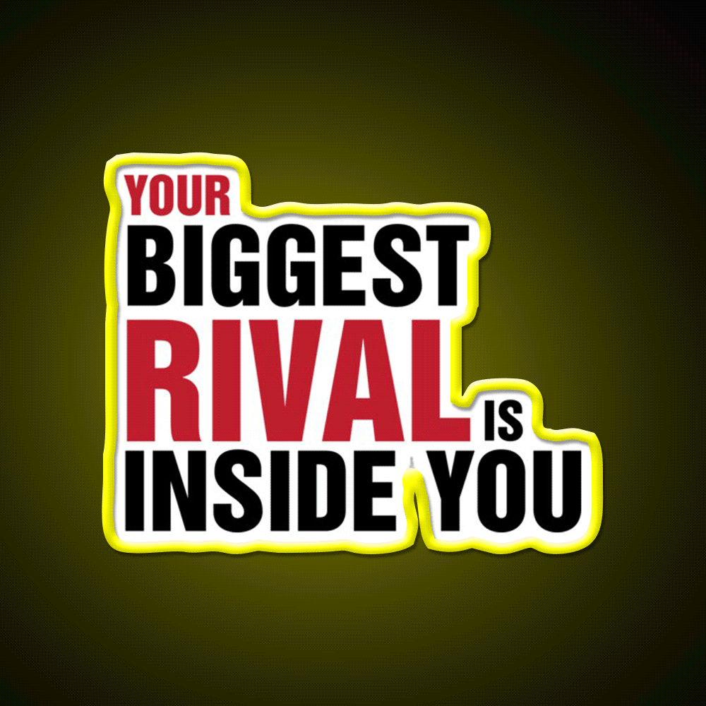 Your Biggest Rival Is Inside You Gym Fitness Led Neon Sign Rgb Color