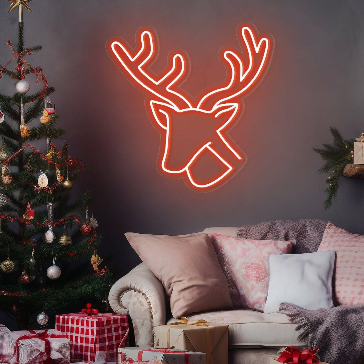 Your Festivities Elk Happy Holidays Neon Sign For Christmas | Shineneon
