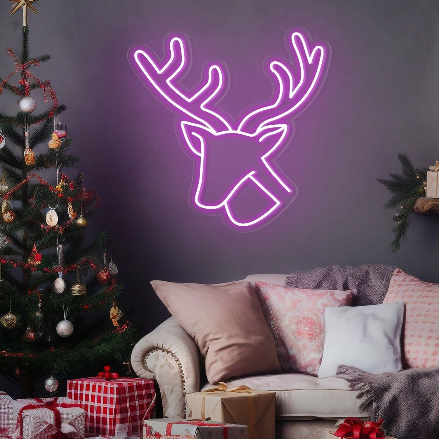Your Festivities Elk Happy Holidays Neon Sign For Christmas | Shineneon