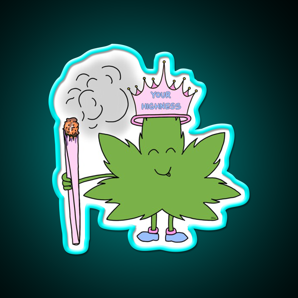 Your Highness Hemp Inspired Green Leaf Led Neon Sign Rgb Color