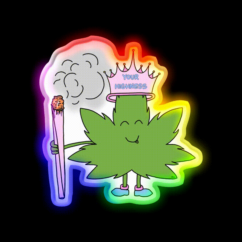 Your Highness Hemp Inspired Green Leaf Led Neon Sign Rgb Color