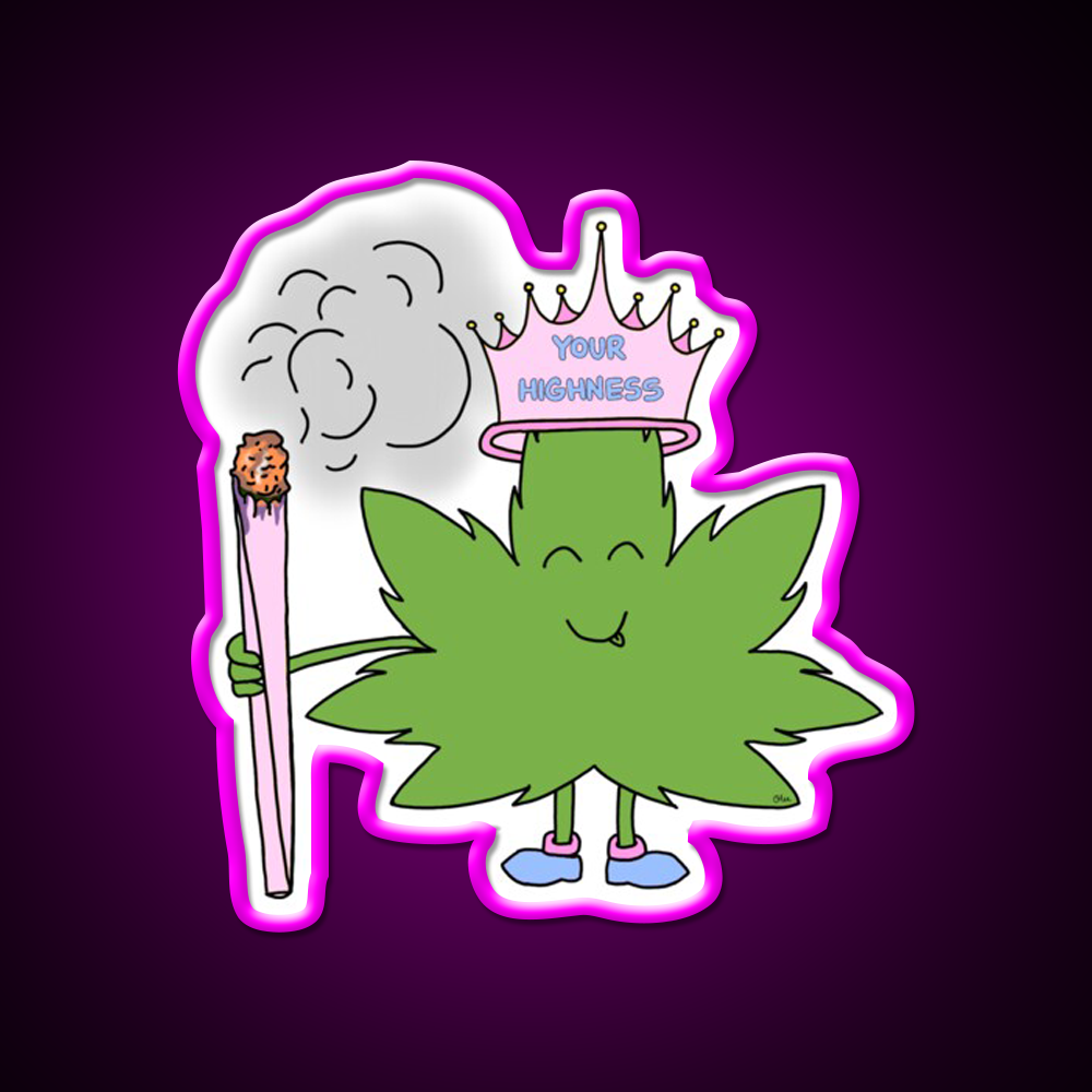 Your Highness Hemp Inspired Green Leaf Led Neon Sign Rgb Color